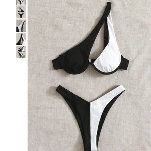 Two Tone Underwire High Cut Bikini Swimsuit